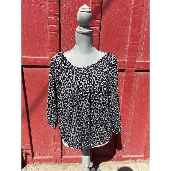 Michael Kors Women's Leopard Print Blouse Large - Picture 1 of 6